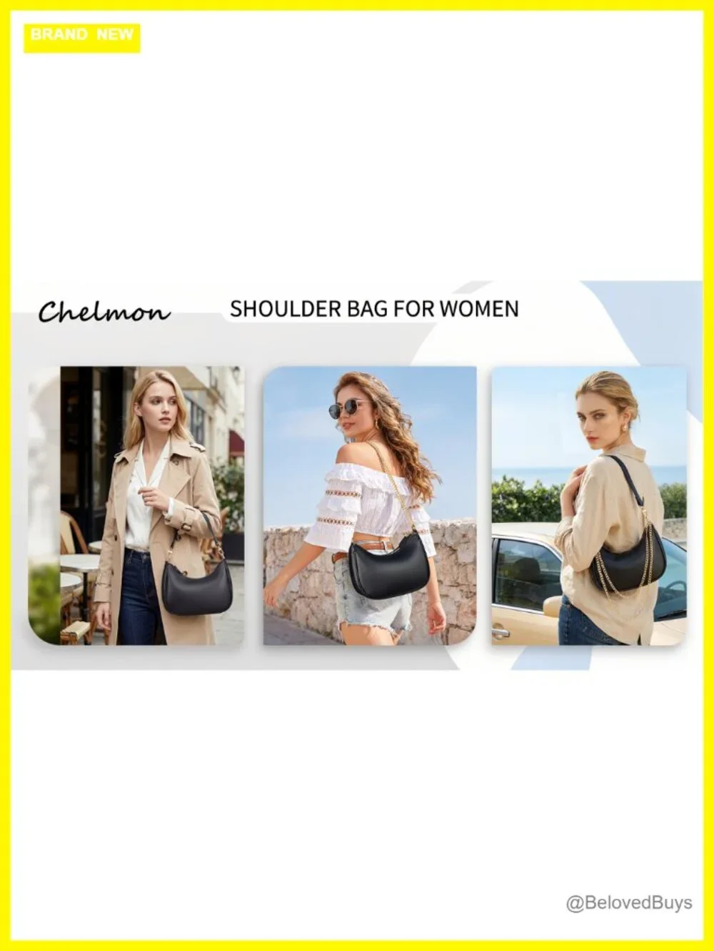 Cute Hobo Purse Women Shoulder Bag PU Leather Gold Chain 3 Card Slots